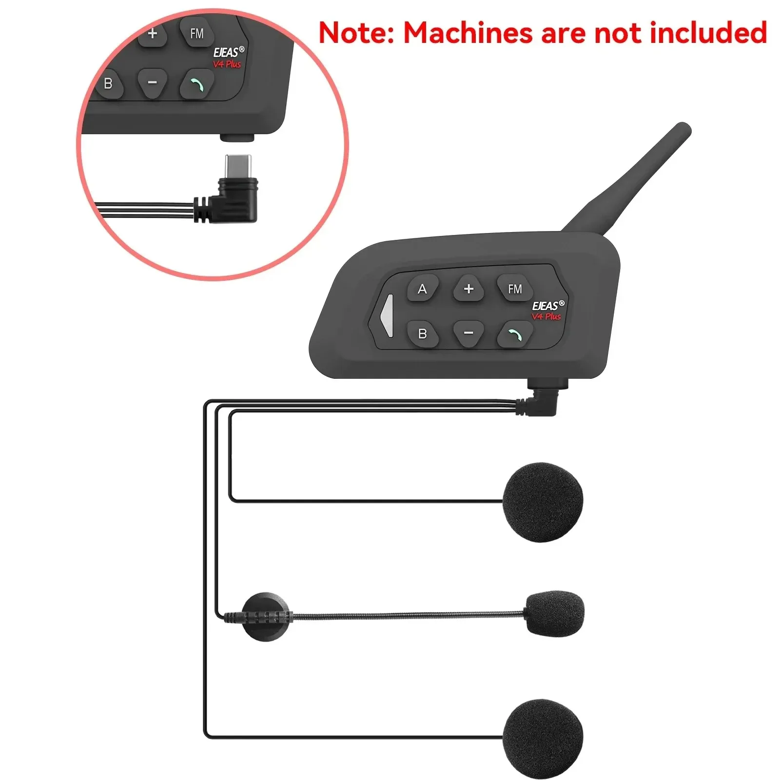 Original Earphone For EJEAS V6 PRO+/V4 PLUS Type-C Jack Motorcycle Helmet Intercom Headset Bluetooth Microphone Parts