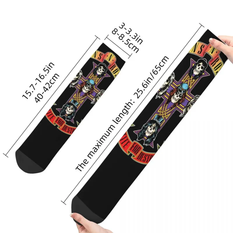 Guns N Roses Cross Socks Men's Women's Fashion Socks Harajuku Spring Summer Autumn Winter Middle Tube Socks Gift