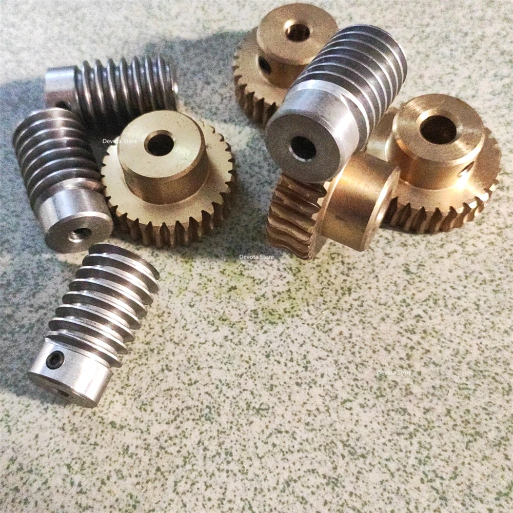 1:30 Precision Wear-resistant Stainless Steel Worm Copper Turbine Gear Self-locking 1M 30T 6/8MM