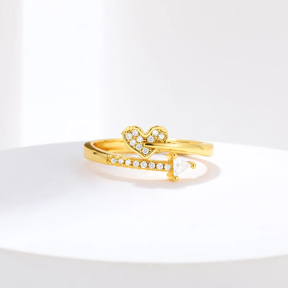 Classic Heart Stainless Steel Women's Rings Openwork Minimalist Jewelry 18K Gold-Plated Ring Free Shipping