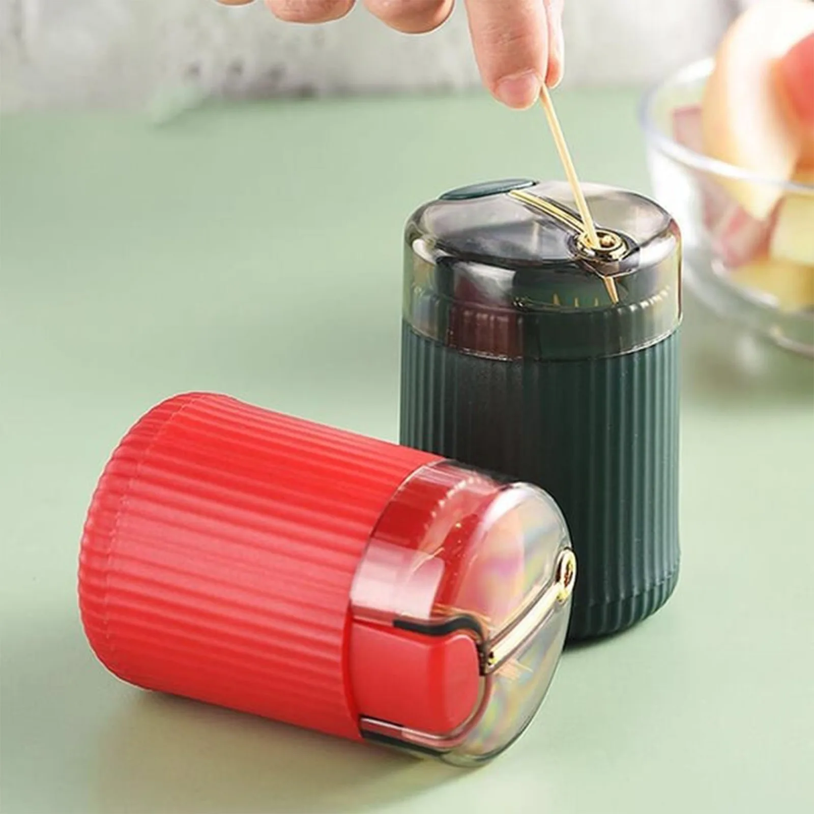 Automatic Pop-Up Toothpick Box Portable Plastic Dispenser Press Type Creative Toothpick Holder Storage Container Organizer