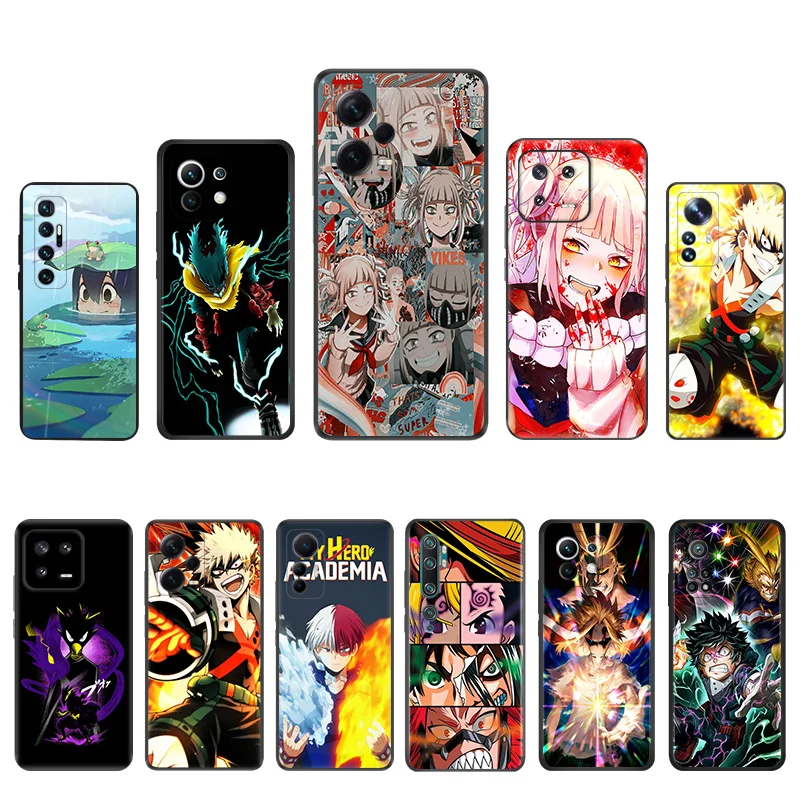 Matte Phone Case for Redmi Note13 Pro 5G Note 12 12c 13c Xiaomi 12X 12T 13 Lite Todoroki Shoto My Hero Academia Black Soft Cover