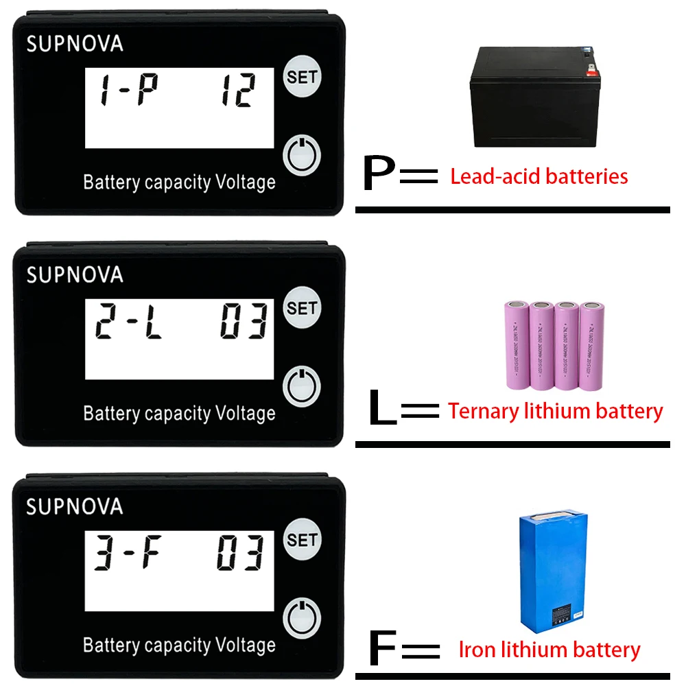 Indicador de capacidad de la batería, medidor de voltaje de CC 8V-100V, plomo ácido, litio, LiFePO4, voltímetro de motocicleta, 12V, 24V, 48V, 60V, 72V, 84V