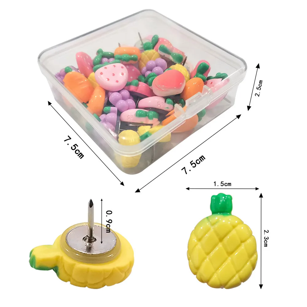 30pcs Strawberry Grape Pineapple Push Pins Decorative Thumb Tacks Cute Fruit Shape Pushpins Drawing Pins For Cork Board Maps