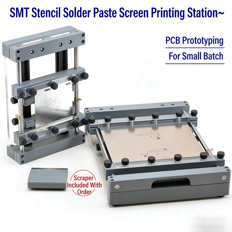 

Manual PCB Stencil Printer Desktop SMT Screen Printing Machine Precision Alignment for Solder Paste 250x250mm