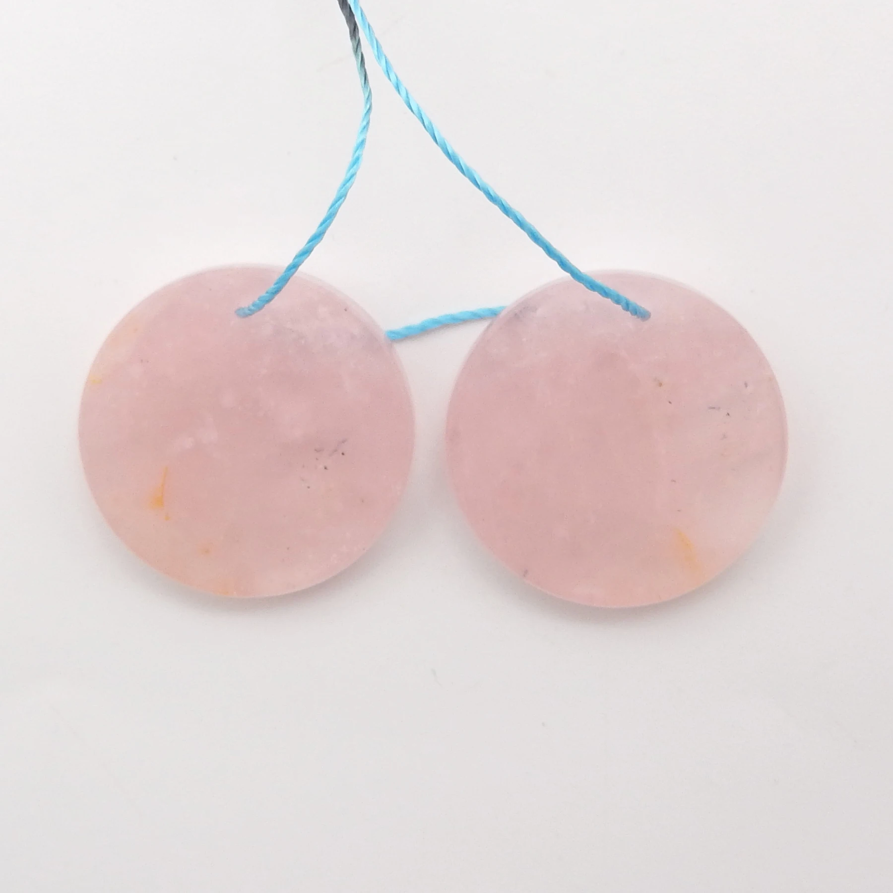 Natural Pink Quartz Round Coin Shape Earrings for Women, Earrings Beads for Jewelry Making,Fashion Ornamental Gemstone