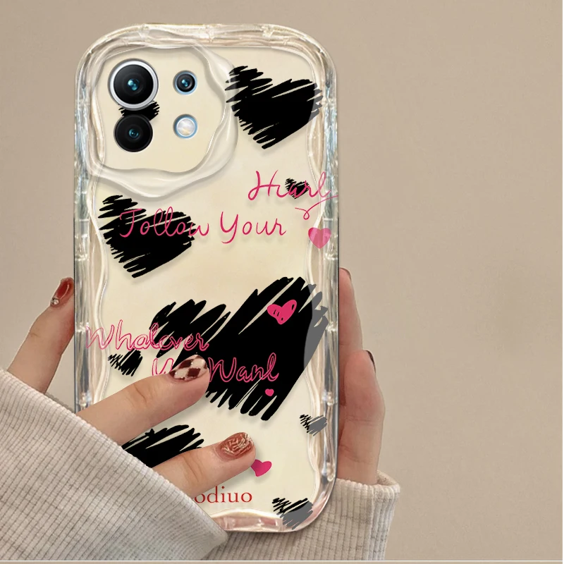 Line Love Heart 3D Clear Case For Xiaomi 14T 13T 12T 13 12 11 11i Lite 5G 10T POCO X5 X6 Pro X3 NFC X4 GT F3 F4 F5 F6 M6 M5S C65