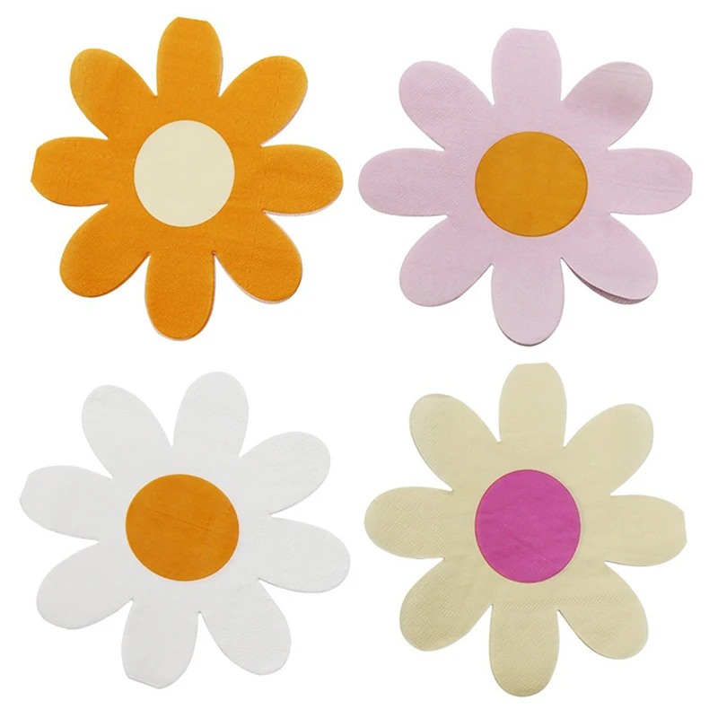 20pcs daisy napkins disposable restaurant paper napkins children birthday baby gift wedding anniversary wedding party decoration