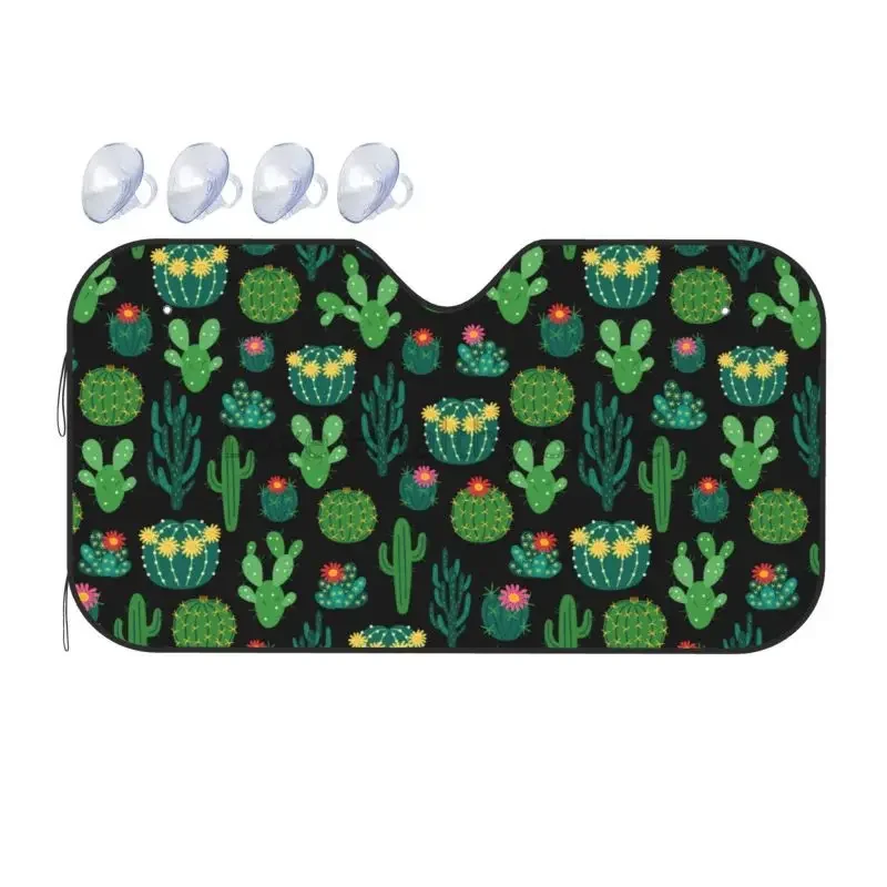 Cactus Car Windshield Sun Shade Tropical Cacti Succulent Vintage Green Plant Foldable UV Ray Sun Visor Protector Sunshade