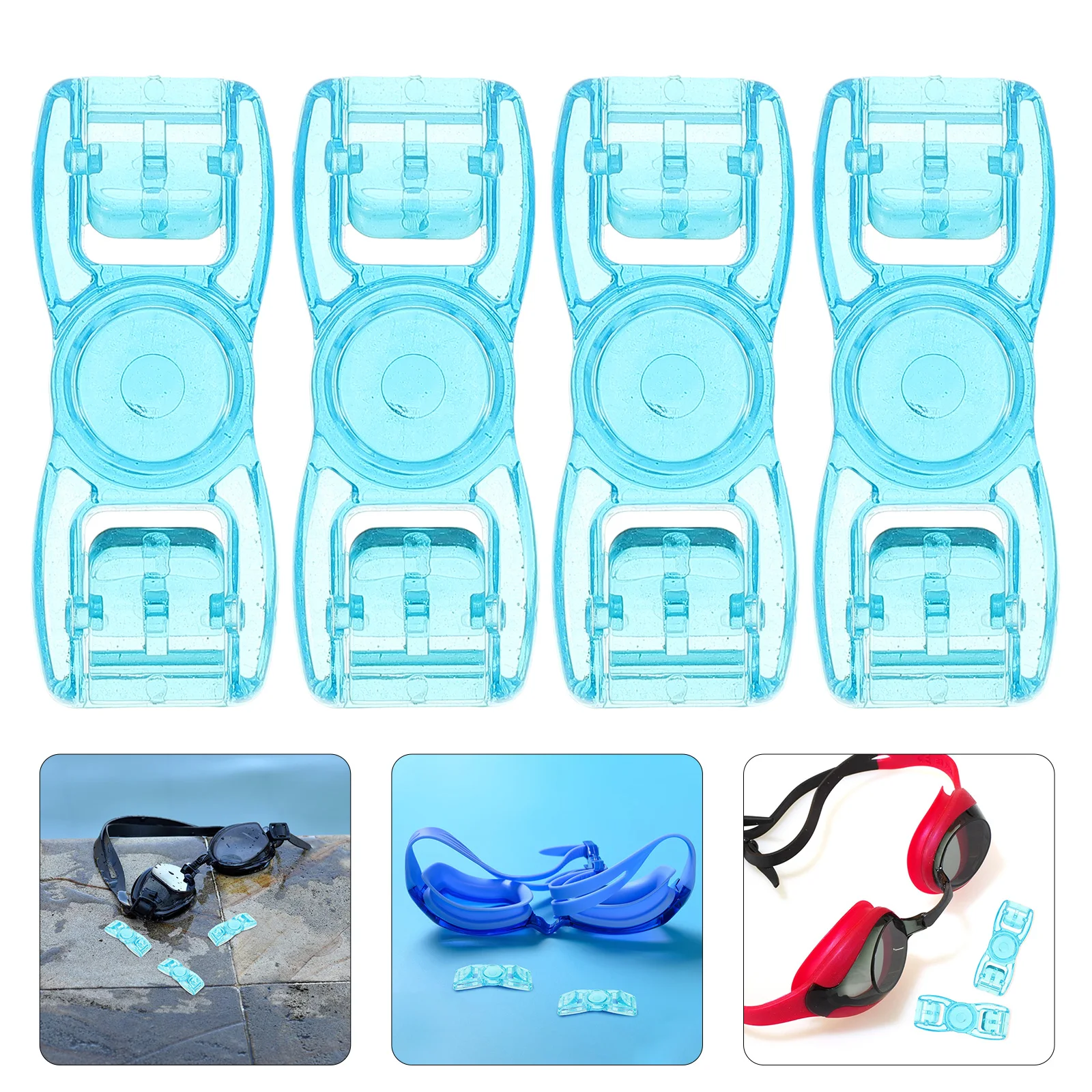 

4pcs Swim Goggles Connector Buckle Clasps Adjustment Button Strap Clip Accessory Plastic Black Design Durable Secure Fit