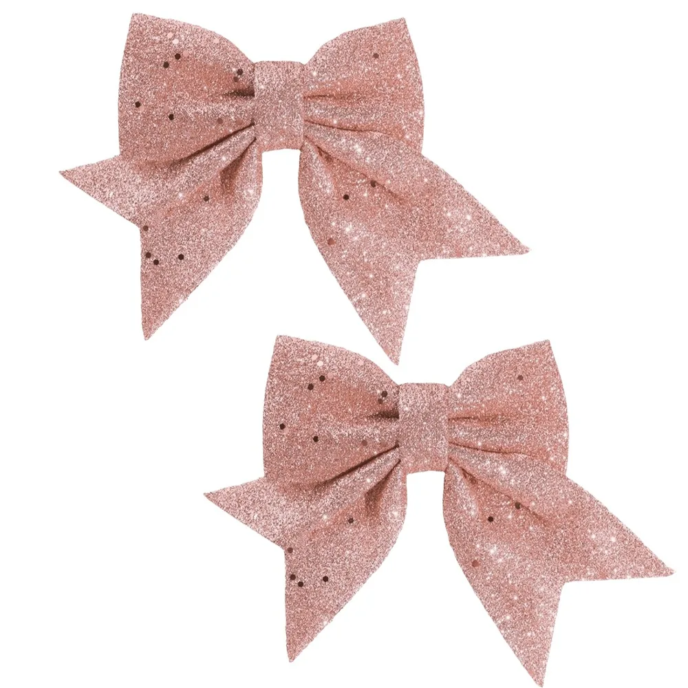 2Pcs Creative Bow Christmas Decorations 3D Sparkling Xmas Tree Bowknot Ornaments Glitter Reusable Christmas Bow Decorations