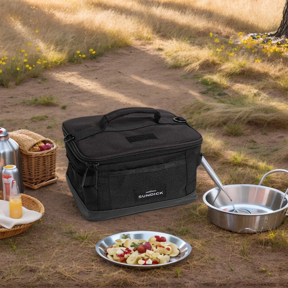 Bolsa de almacenamiento impermeable para acampada con múltiples bolsillos, organizador de utensilios de cocina para acampar, bolso cruzado resistente para senderismo al aire libre y Camping