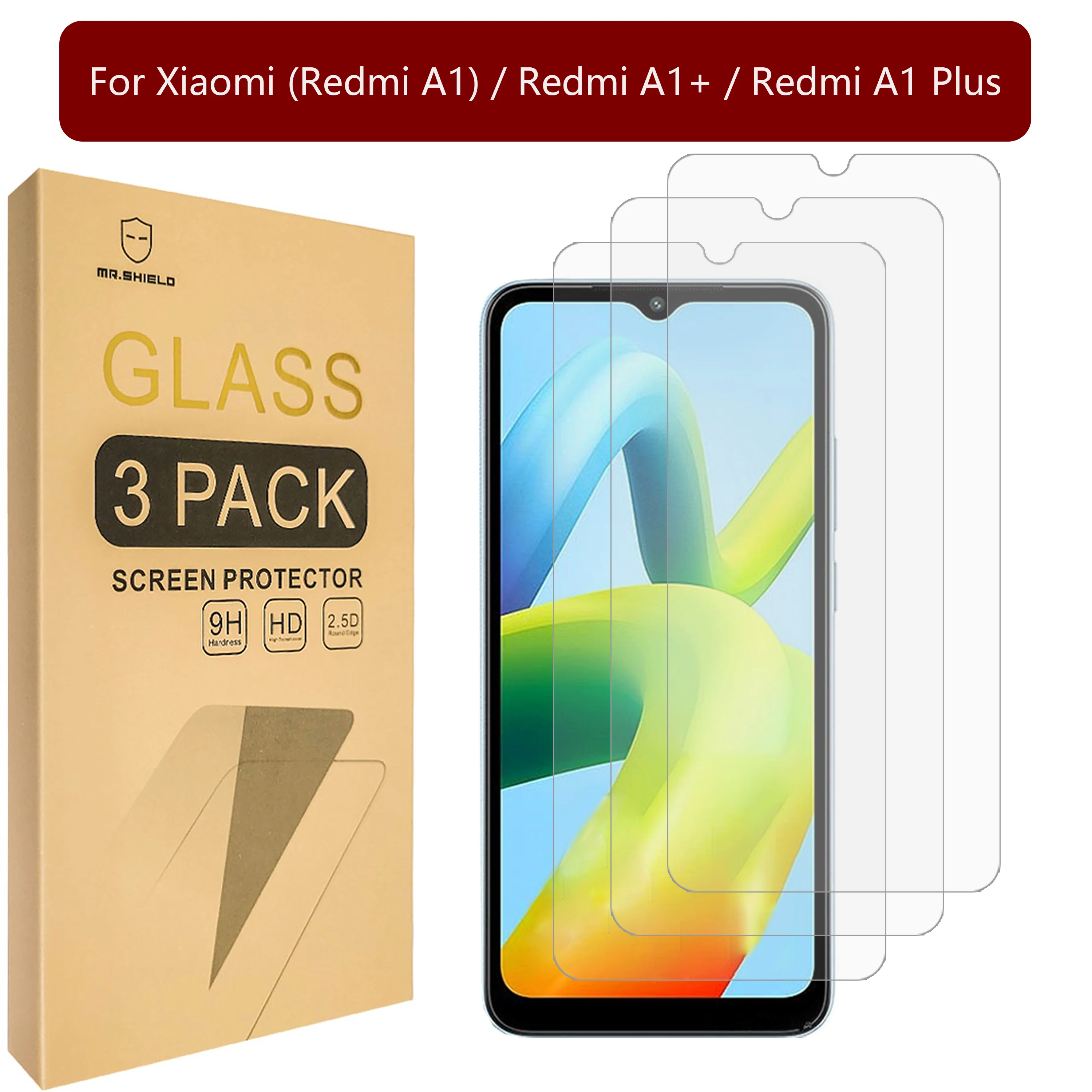 

Mr.Shield [в 3 упаковках] предназначен для Xiaomi (Redmi A1) / Redmi A1+ / Redmi A1 Plus [закаленное стекло] [Японское стекло с твердостью 9H]