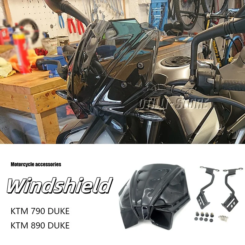 

Новое лобовое стекло мотоцикла для KTM 790 Duke 890Duke, акриловая ветрозащитная крышка, 2-цветный козырек, дефлектор, передний обтекатель