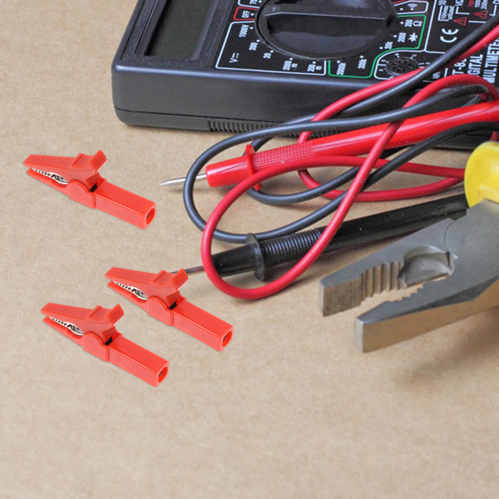 

10pcs Copper Wire Alligator Clip Test Leads Insulated Safety Cover High Current Testing Multimeter Probes Yellow Color