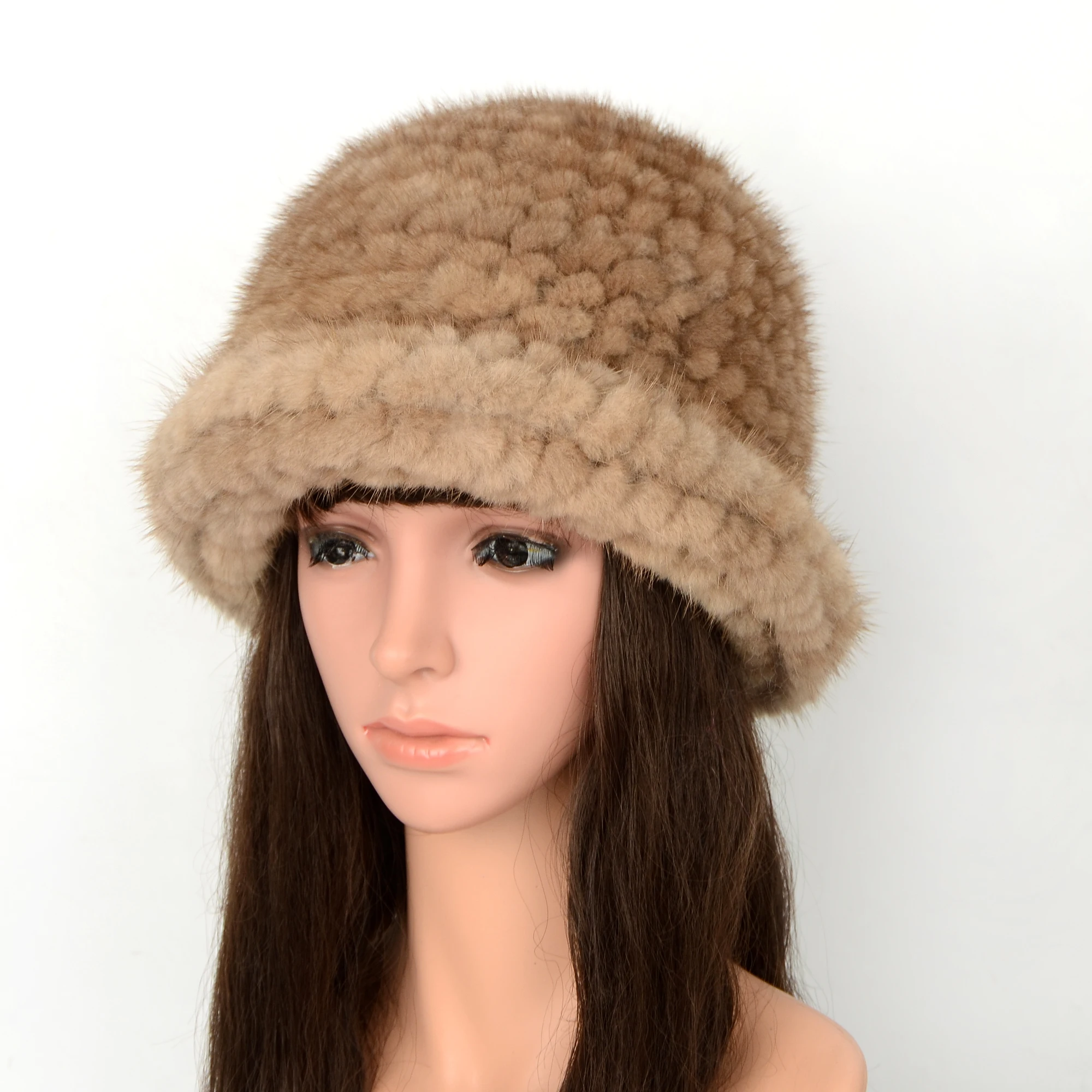 Foreign trade hot mink fur fashion warm hat fur autumn and winter women's new thick ear protection hat Hooded Scarf Lady