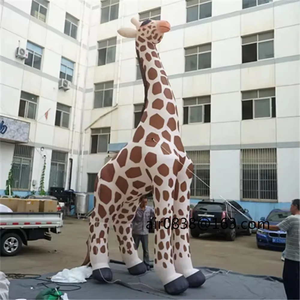 Outdoor gigantische opblaasbare giraffe jungle thema vet reclame kleurrijke diermodel dierentuin decoratie voor promoties en evenementen