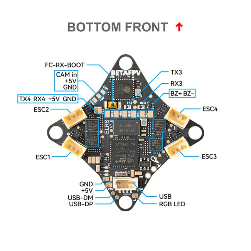 BETAFPV Matrix 1S 5IN1 AIO FC - 2.4G ELRS、400mW VTX ブラシレス フライト コントローラー Meteor75 Pro Whoop (レーシング＆フリースタイル)用