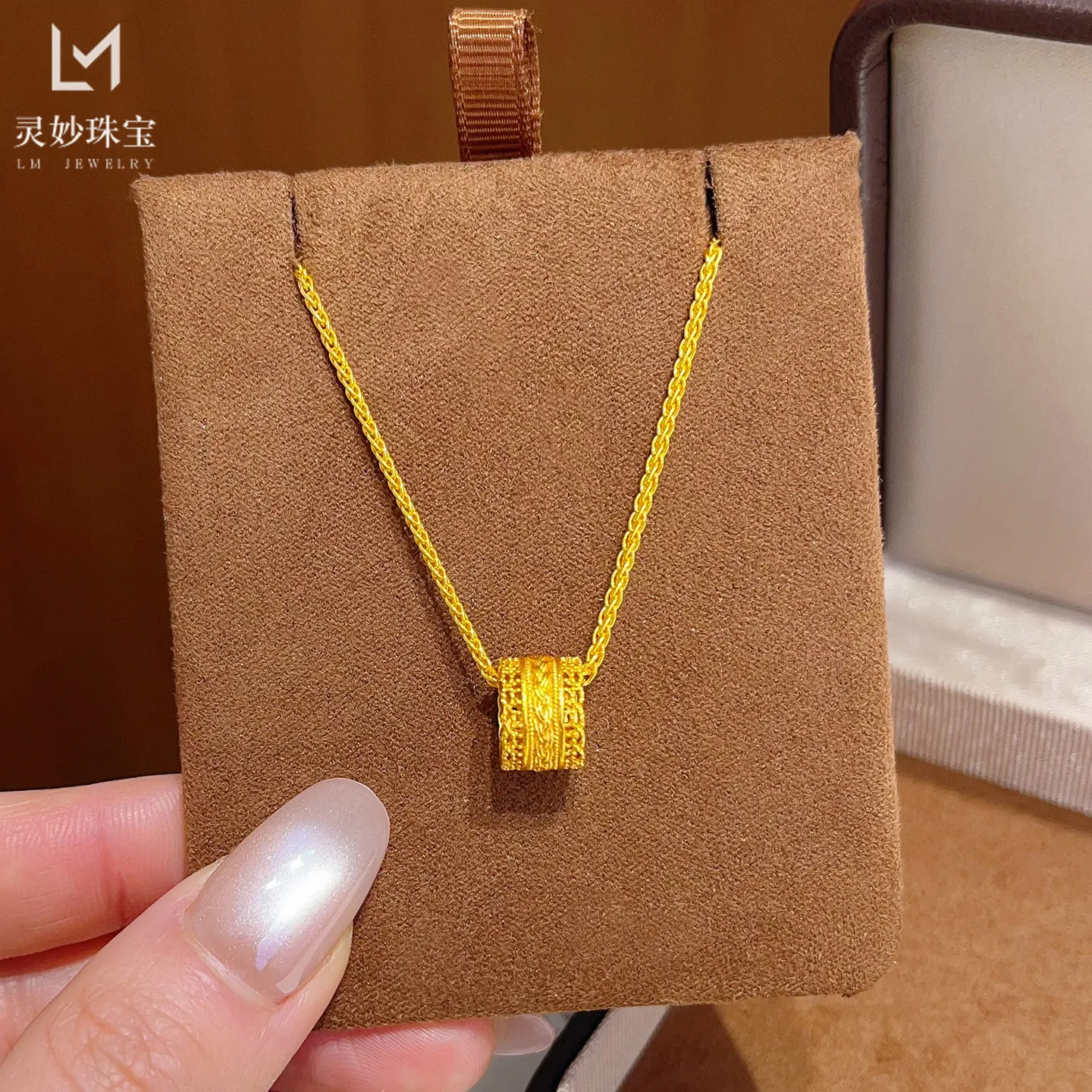 Gold Tone Filigree Wheat Ear Clavicle Necklace Pendant Lulu Tong Good Luck Wealth Waist Wrap Ancient Method Design Gift For Her