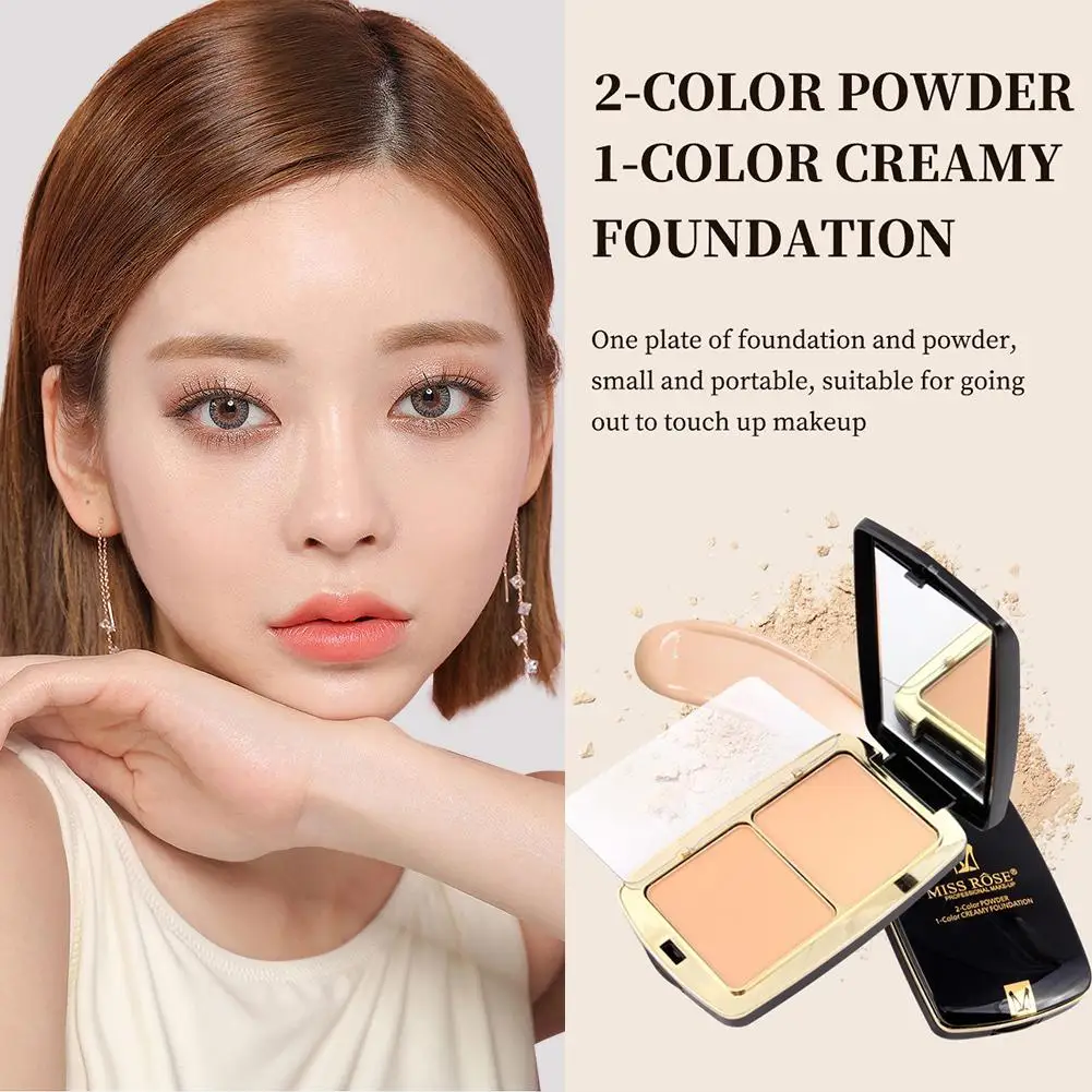 Poudre imperméable 3 couleurs avec miroir, maquillage, poudre de maquillage compacte complète pour fille, couverture faciale de base, cosmétiques V3P5