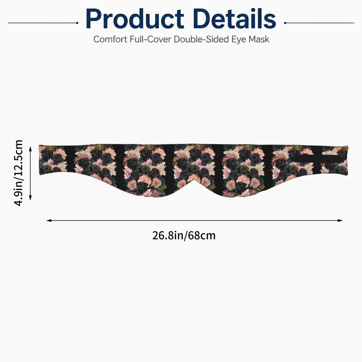 Because Black Pug sleep mask Light Blocking Portable Eye Cover for Girls Boys Home Sleeping Party Gift Eyeshade eyepatch view 2