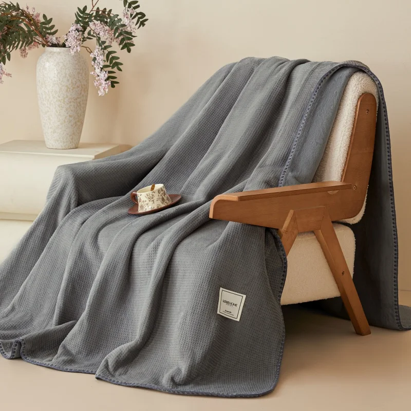 Solid Waffle Fleece Jacquard Blanket Double Layer Warm Bed Blanket Single Double Queen Size Milk Velvet Durable Throw Blankets