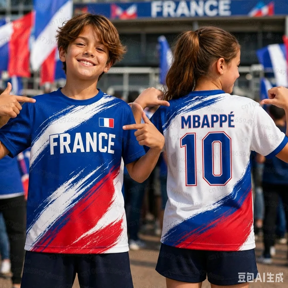 2026 Spezial Mbappé 10 Fußballtrikot T-Shirt & Shorts Set für Damen, Herren und Kinder – Harajuku FRANKREICH Fan-Shirt & Shorts Set – 2-teiliger Trainingsanzug – Detail 6