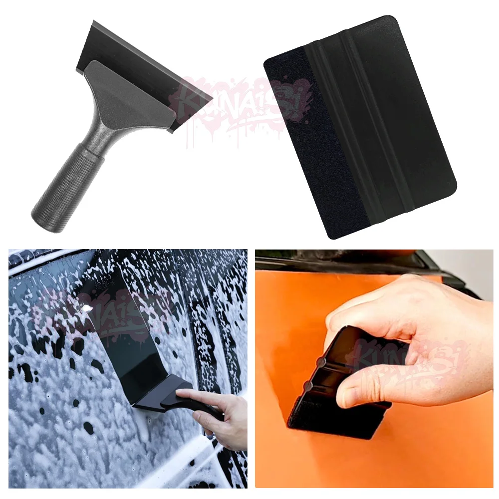 Black Window Tint Kit Vinyl Wrap Tool Car Windshield Back Window Tinting Tools with Rubber Blade Scraper Vinyl Film Installation