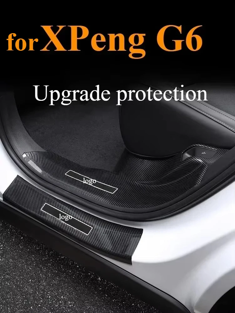 

For Xpeng G6 Threshold Strip Protective Sticker ABS Carbon Fiber Pattern Welcome Pedal Rear Guard Anti-kick Step-on Decoration