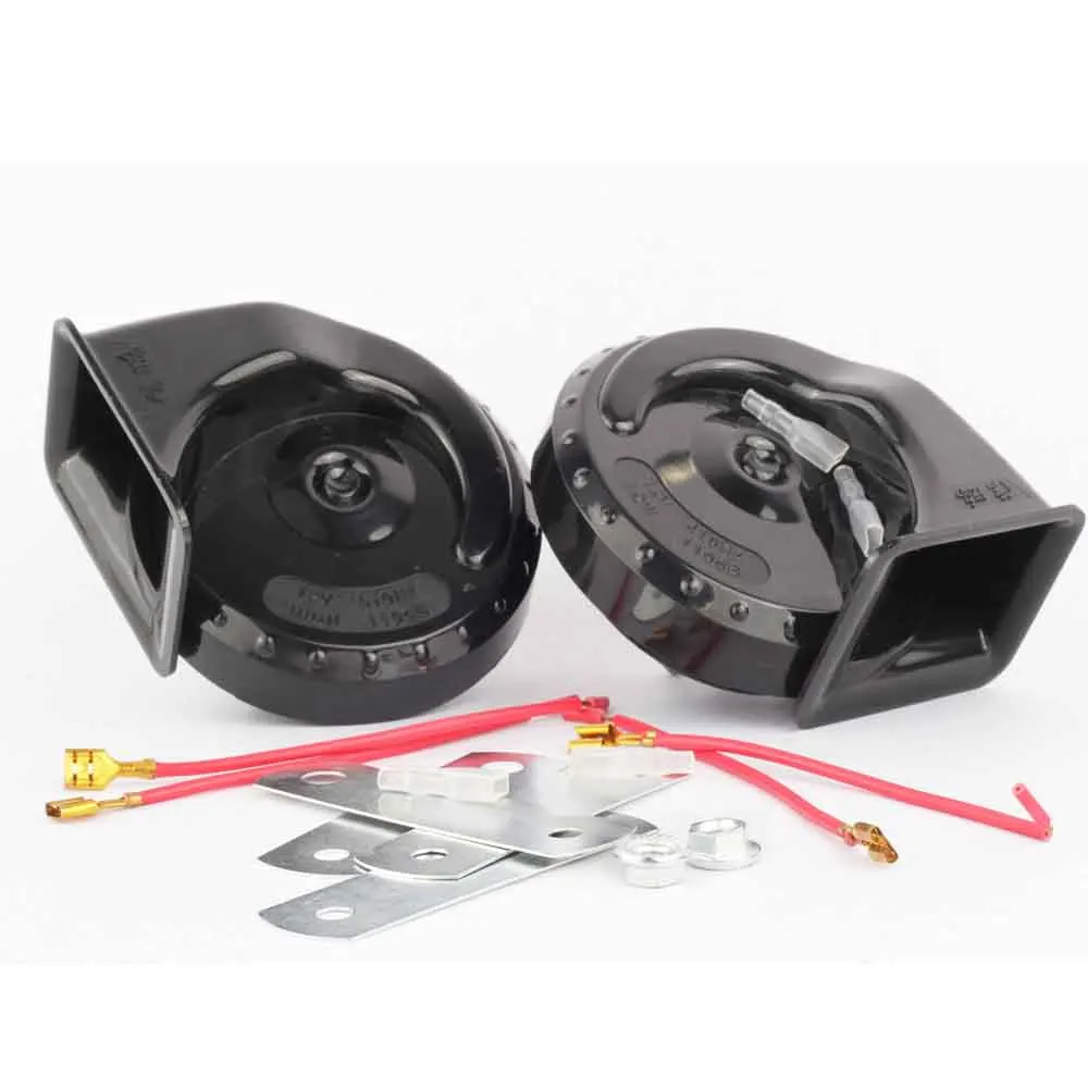 

2 Pcs Black Universal 12V Loud Dual-tone Snail Electric Horn 110dB For Car Truck Motorcycle