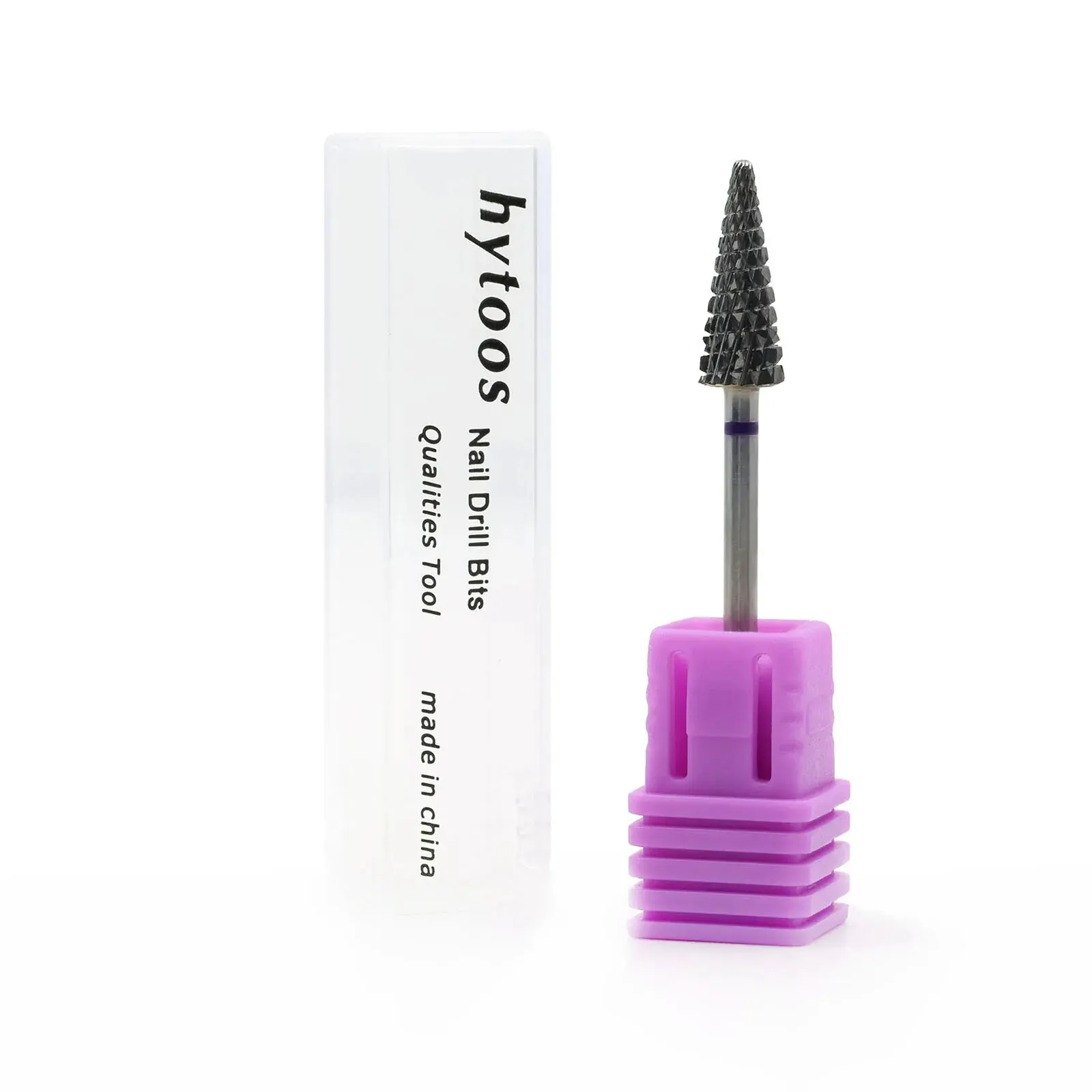 HYTOOS Cone Carbide Nail Drill Bits 3/32 Cross Cut Nail Bit for Righties Electric Drills Accessories Cuticle Gel Remover Tool