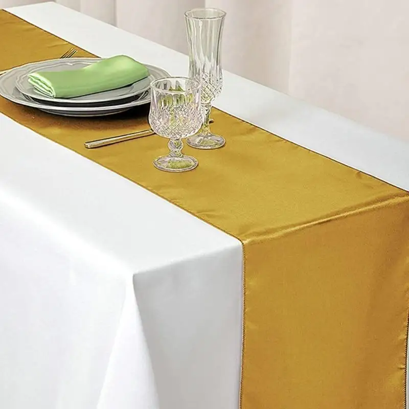 LX0C Solid Color Satins Table Runner 12 by 108Inch for Buffet Table Sophistication