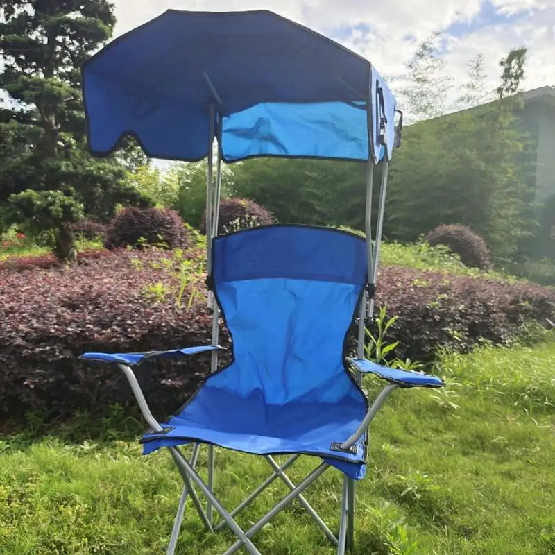 Folding Camping Chair Beach Chair Folding Camping Leisure Chair with Canopy Shade for Outdoor Fishing Festival Lawn Picnic