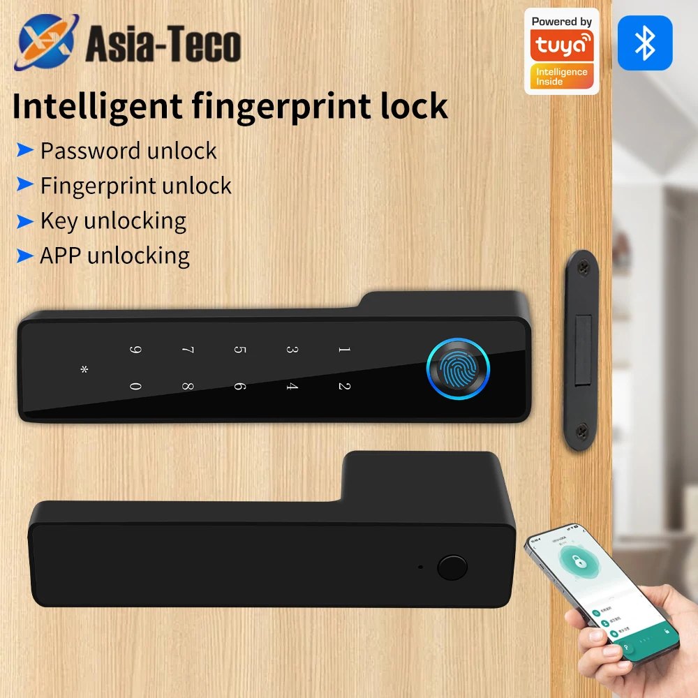 Minimalist Electronic Fingerprint Silent Door Lock Support Tuya App Bedroom Mute Door Locks Mechanical Furniture Magnetic Suctio