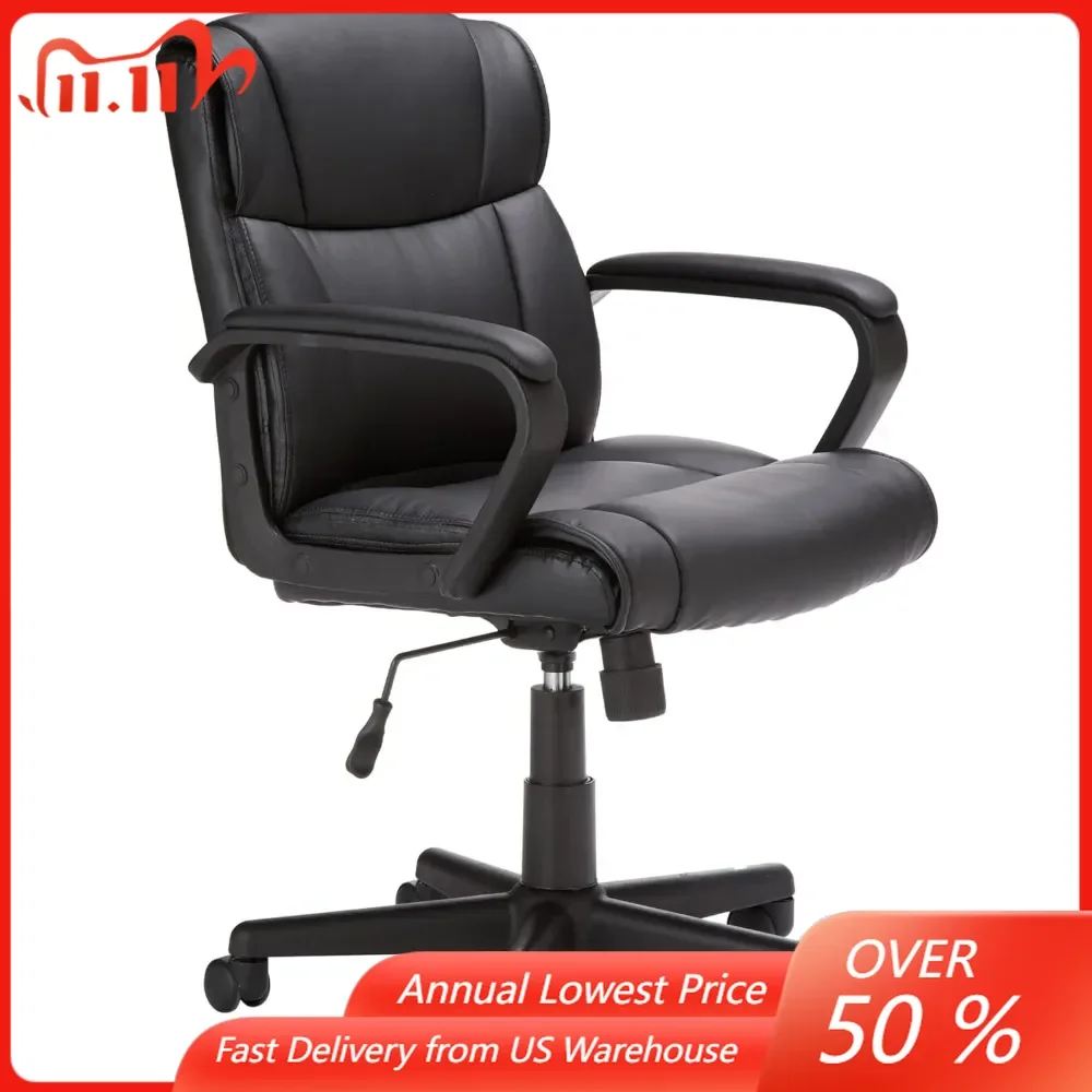 Office Chair Computer Task Desk  with Padded Armrests, Mid-Back, Adjustable, 360 Swivel, Rolling, 275 Pound Capacity-desk chair