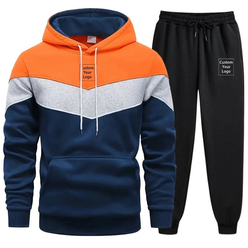 Customize Your Logo Print Hoodie Sweatpants Men Tracksuit Autumn Winter Daily Casual Fashion Outfit DIY Design Pattern Clothing view 5
