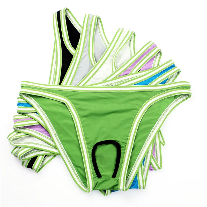 6PCS Men's Briefs Open Crotch Men's Underwear Young Ice Silk Thin U Convex Sexy Transparent Large Size Low Waist Briefs Men