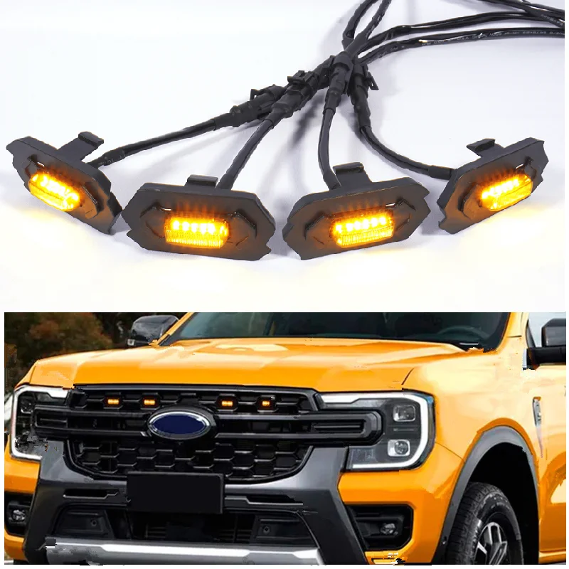DooD Przednie grille wyścigowe Światła LED do Ranger T9 2023+ Wildtrack Grille Grill Led Przednie światła przeciwmgielne Bursztynowe światła Auto Accessoies