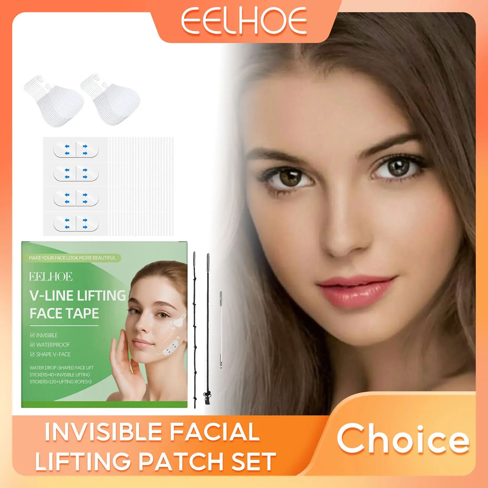 

EELHOE 40PCS/120sheets Adhesive Tape for Face Lift Double Chin Removal V-Line Breathable Invisible Firming Face Lift Stickers