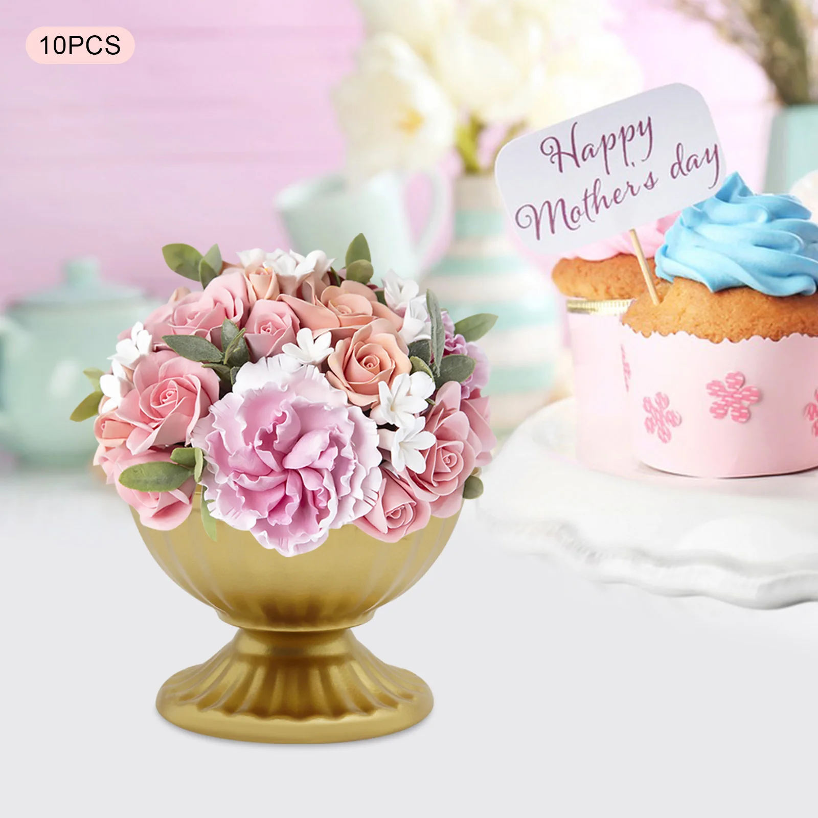 

Mini Gold Flower Arrangement Pots for Centerpiece Table Decorations Metal Vase Decor for Home Wedding Party Christmas