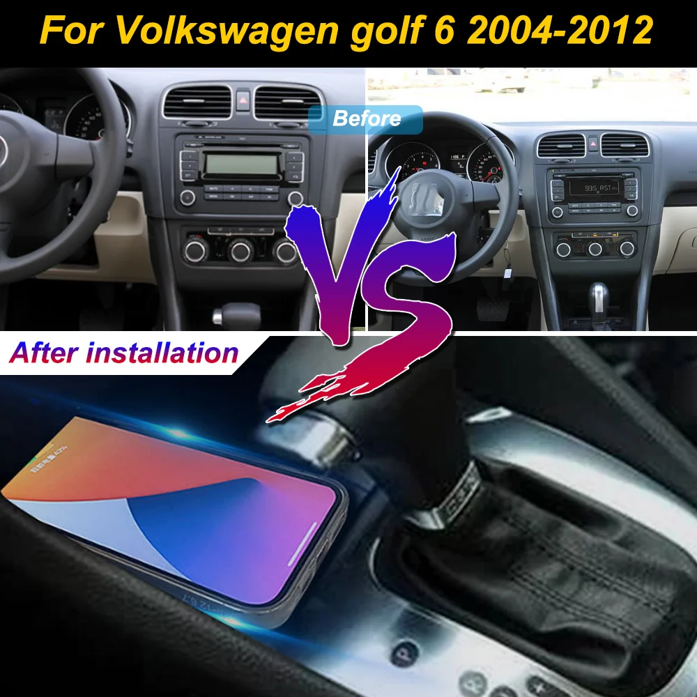 

for Volkswagen Golf 6 2004-2012 Car Wireless Mobile Phone Charger Center Console Storage 18W iPhone fast charge plate holder