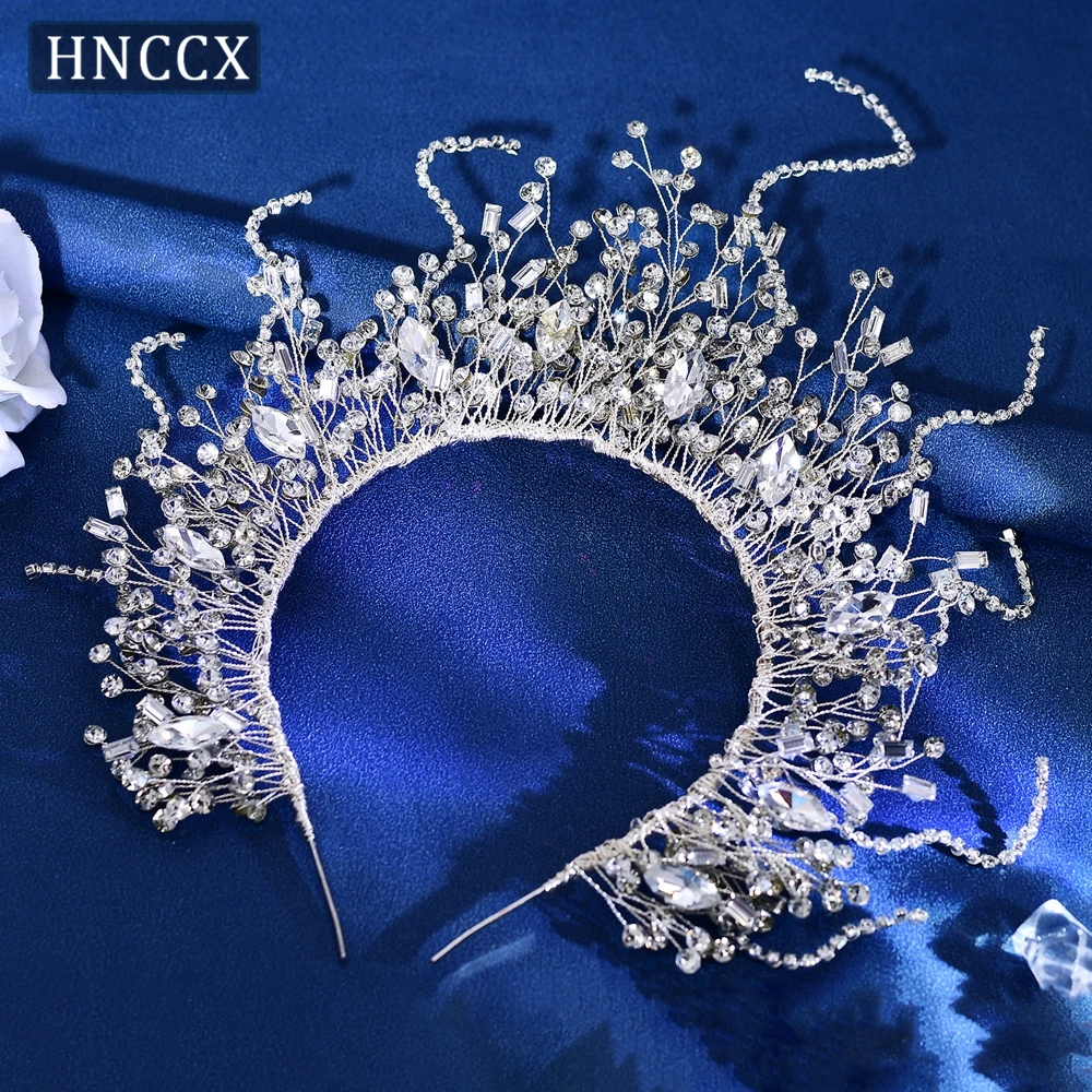 HNCCX accessori per capelli da sposa da donna corone da sposa per ornamenti da sposa fascia da sposa con strass e Set di orecchini CP369