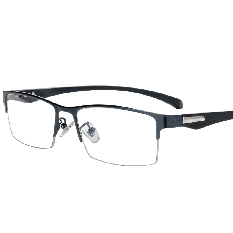 

Men's Black Half-Rim Frame Prescription Glasses Finished Myopia Nearsighted Anti-Reflective Computer Glasses for Big Face