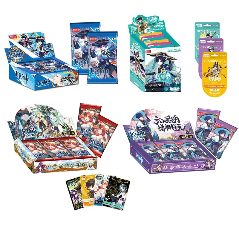 Original Genshin Impact Collection Cards Box TCG Pack Full Set Set New In Anime Game Playing Cards Board Toys  Gift Toys