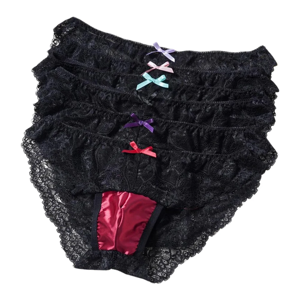 

Men Underpants Sexy Perspective Jacquard Lace Comfortable Satin-like Pouch Low Rise Lightweight Man Briefs Underwear