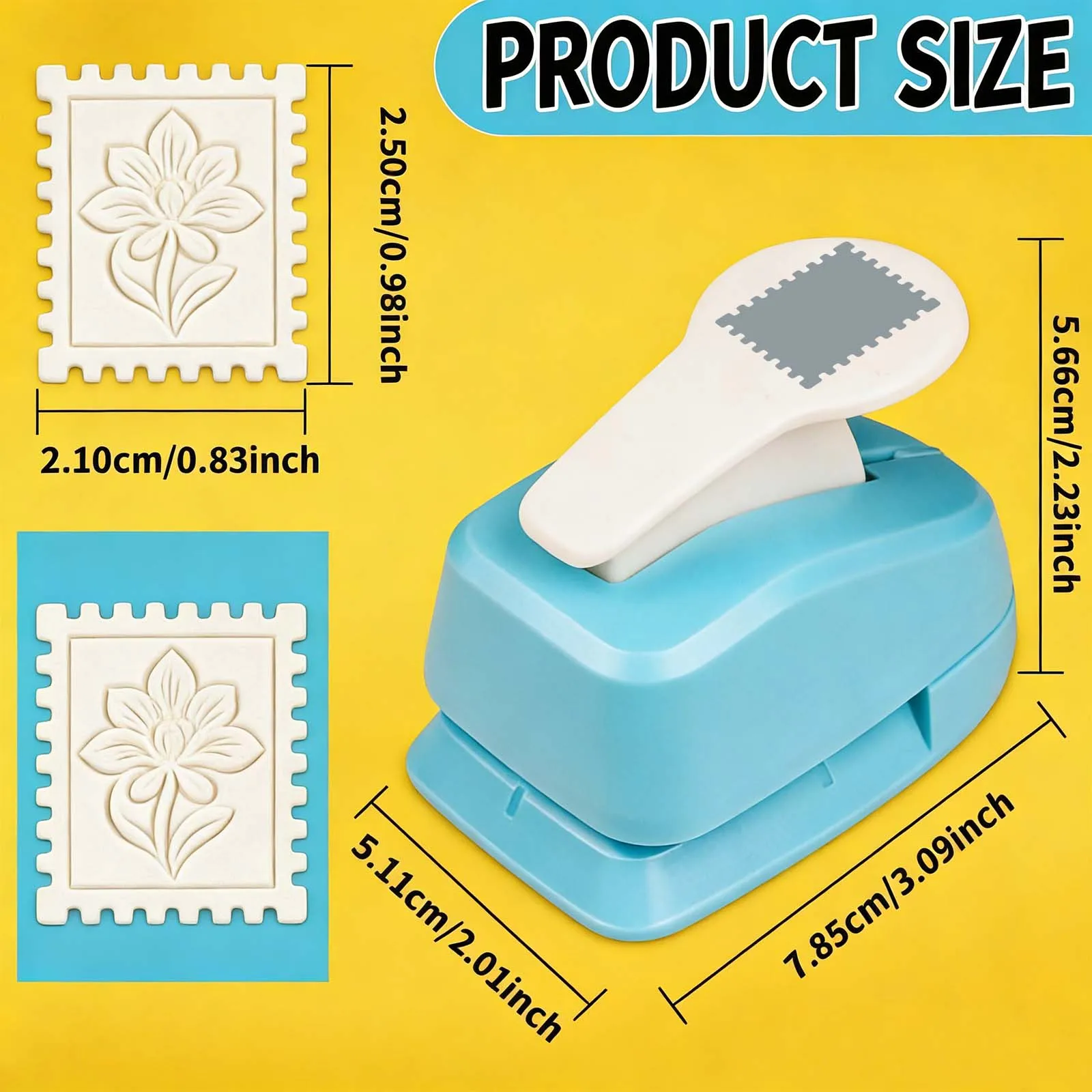 Postage Stamp Square Rectangle Paper Hole Puncher Cutter Tool 48mm 38mm 25mm Shapes for Paper craft scrapbook cardmaking Journal