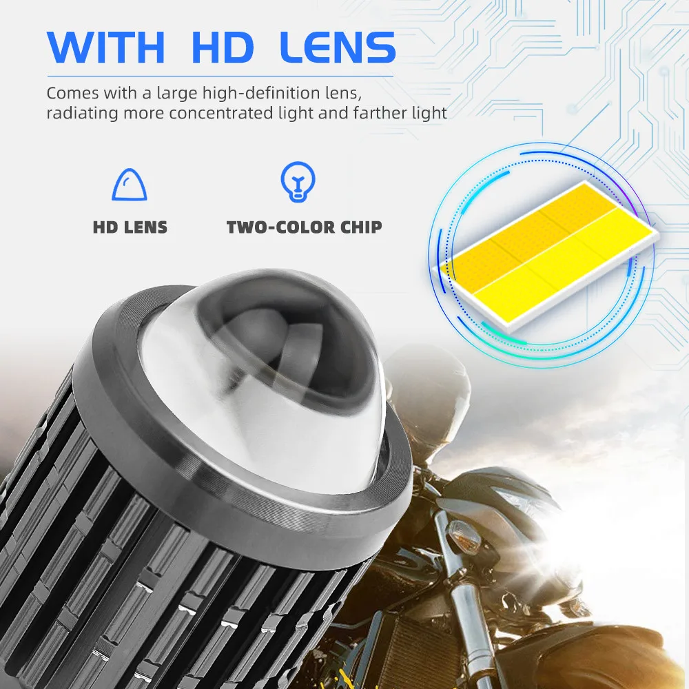 1PCS 6000LM H4 LED Motorcycle Headlight H6 BA20D  Led 6CSP Lens Hi Lo Beam Motorbike Scooter Running Light Car Accessories