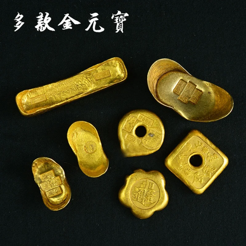 Ancient Qing Gold Ingot Gold Ingot Gold Ingot Little Yellow Croaker Guangxu Yongzheng Qianlong Fu Lu Shou Xi Jin Brick Crafts