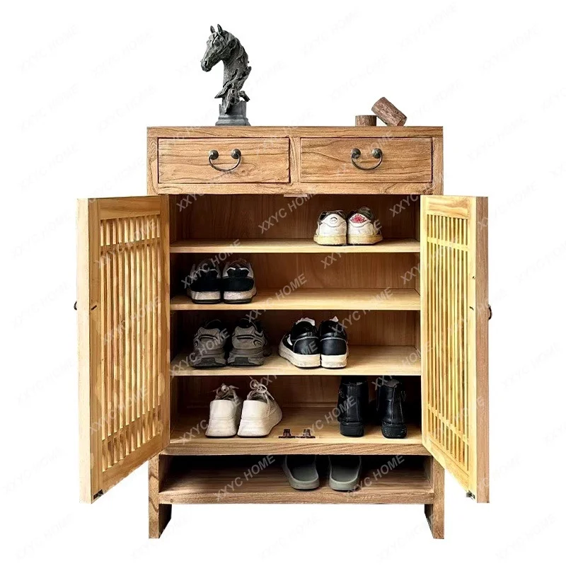 

Solid wood storage living room entrance home storage Chinese retro side cabinet