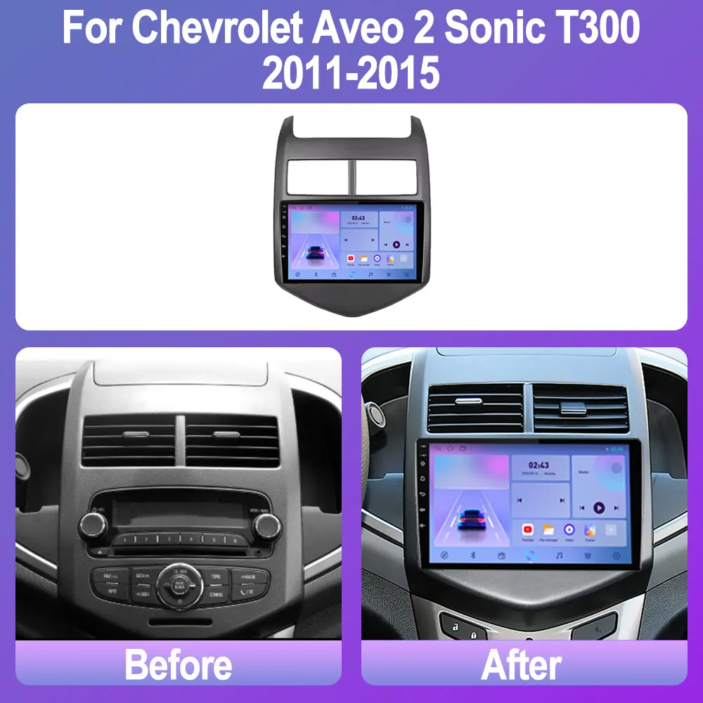 Android 14 Car Radio For Chevrolet Aveo 2 Sonic T300 2011-2015 Stereo Multimedia Video Player Navi GPS CarPlay Autoradio Auto